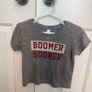 Gray Boomer Sooner OU Kids T-Shirt with Crimson Print